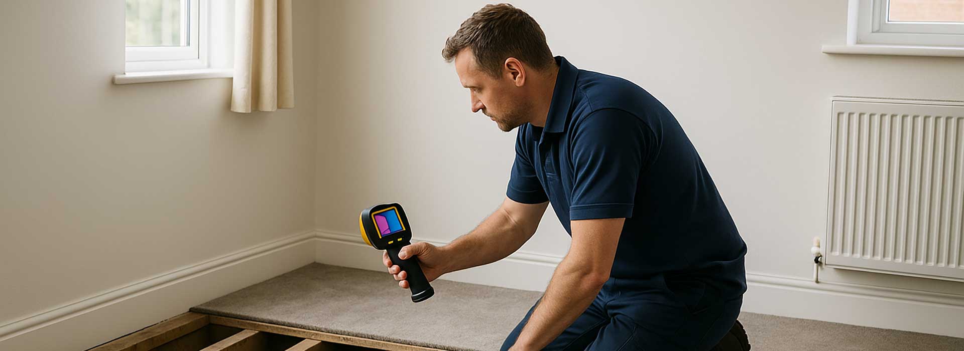 Plumber detecting a leak
